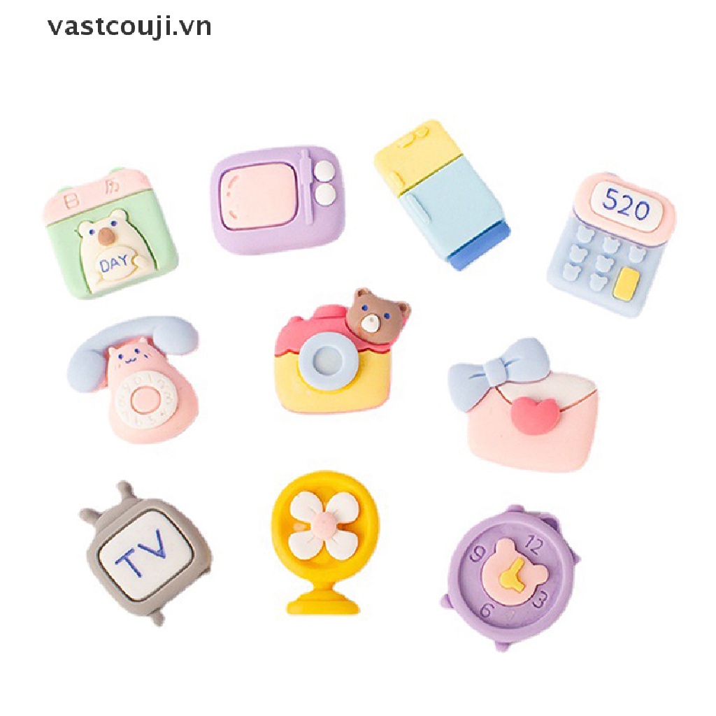 Set 10 Phụ Kiện Trang Trí Tủ Lạnh / Máy Ảnh DIY Hình TV Hoạt Hình Mini Bằng Resin Dễ Thương