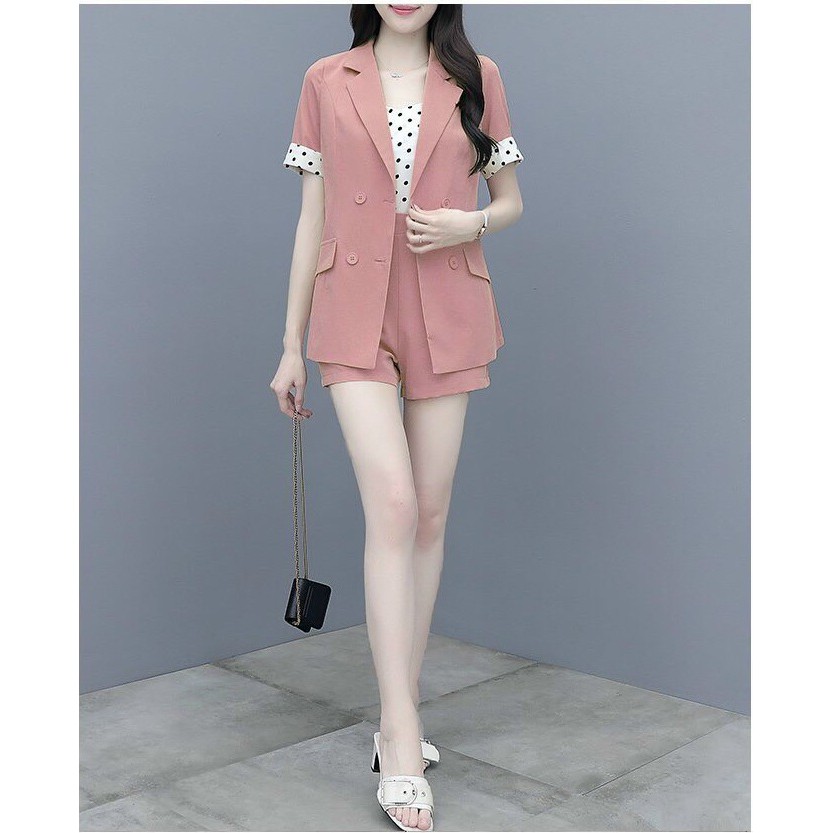 Set Bộ Vest Bi 3 Món Áo Vét Và Quần Đùi Họa Tiết Tim Cá Tính BY4509