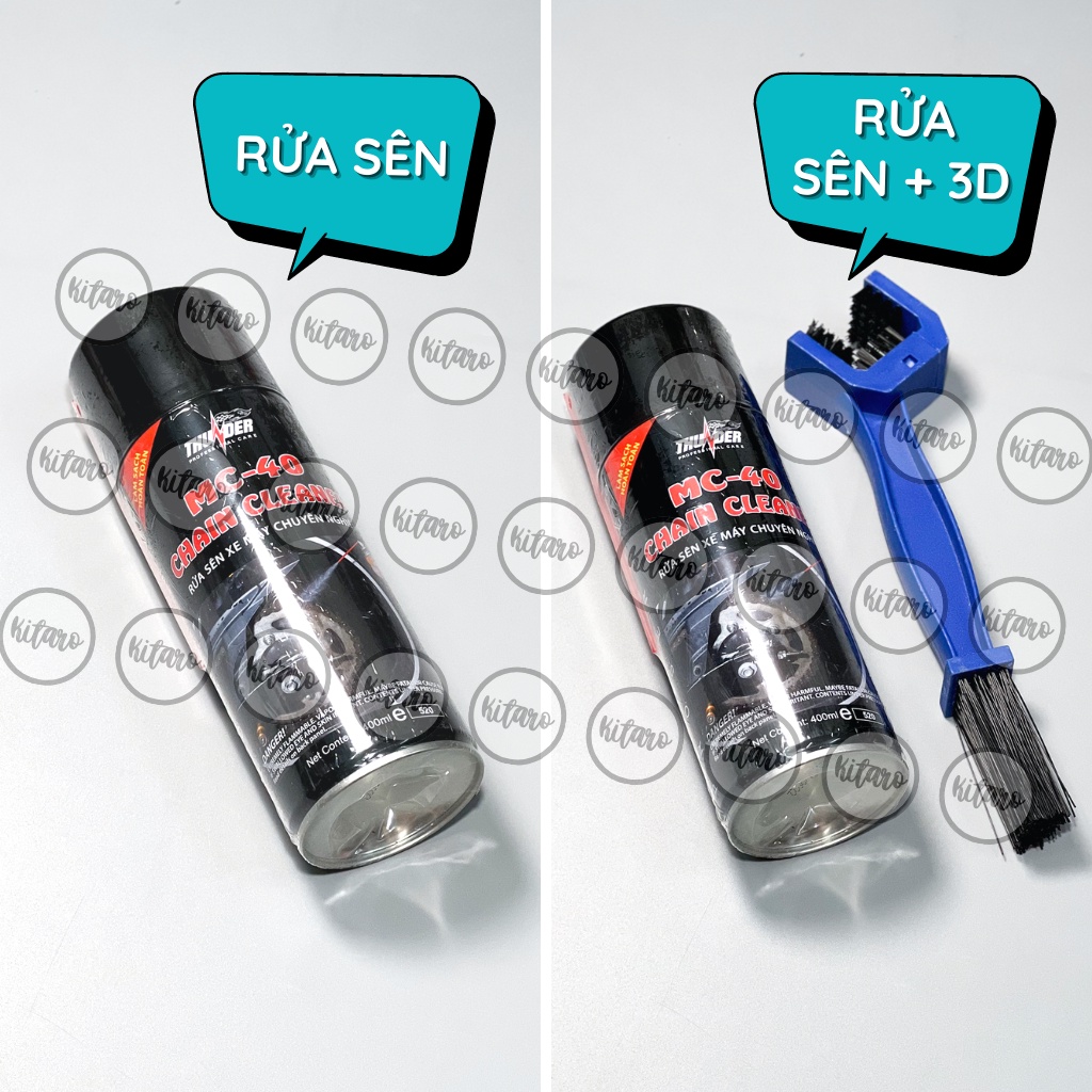Combo vệ sinh sên MC-40 400ml, Bôi trơn dưỡng sên Thunder 400ml và bàn chải sên chuyên nghiệp