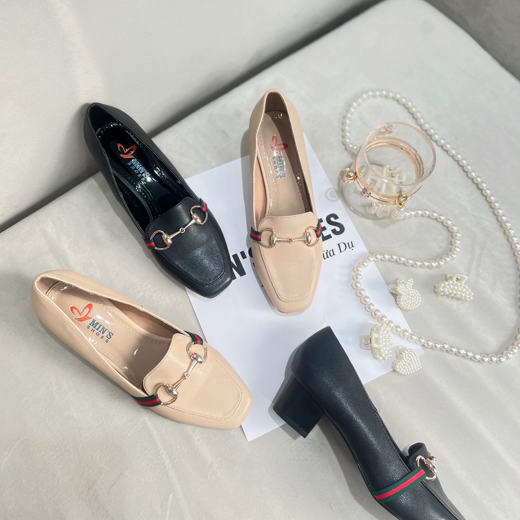 Min's Shoes - Giày Gót Vuông Da Dê Cao Cấp V223