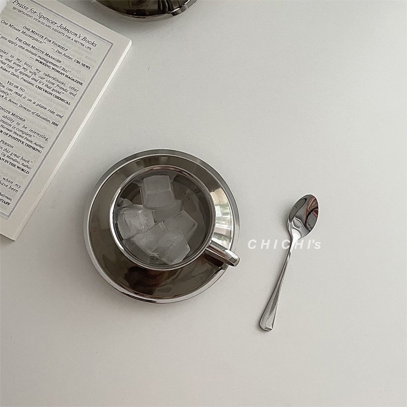 Bộ Cốc Uống Cà Phê Bằng Thép Không Gỉ Phong Cách Retro