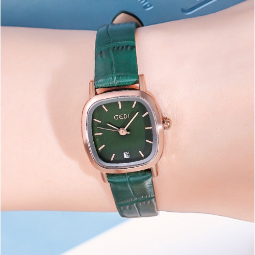 Đồng hồ nữ GEDI 6615 dây da mặt vuông size 23mm thời trang phong cách mới