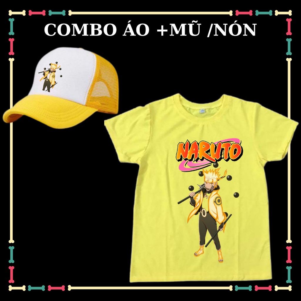 Combo áo thun Naruto bé trai tay ngắn đủ size áo.