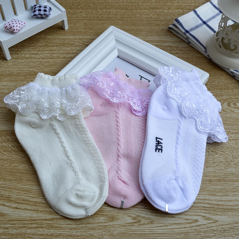 Đôi Vớ cotton Phối Ren Lưới Cho Bé Gái 1-12 Tuổi