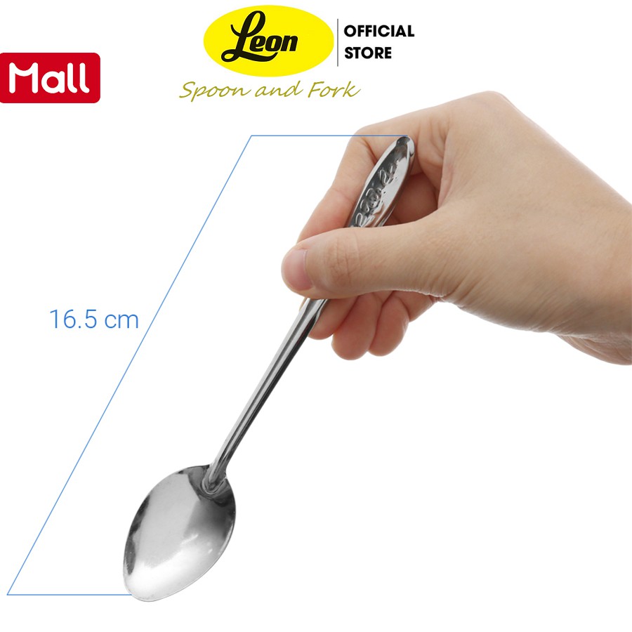 Muỗng cà phê inox 410 cán dài hoa văn 16.5 cm LEONBH029