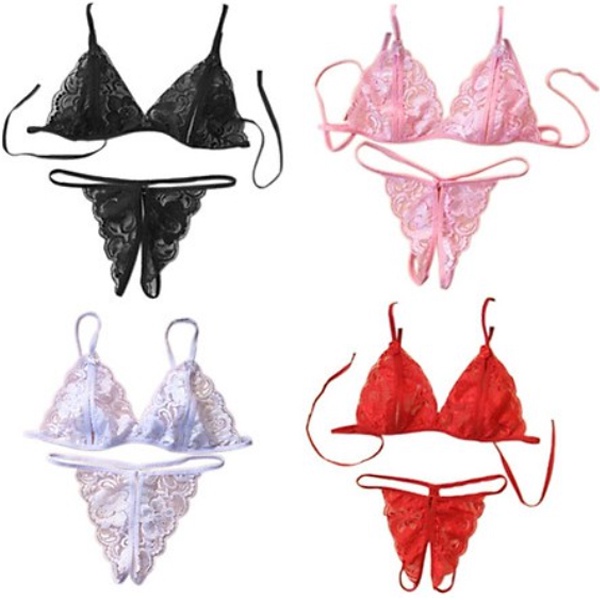 Bộ Đồ Lót Nữ Chất Liệu Ren Thiết Kế Xẻ Khe SIêu Sexy Rose BR01 | BigBuy360 - bigbuy360.vn
