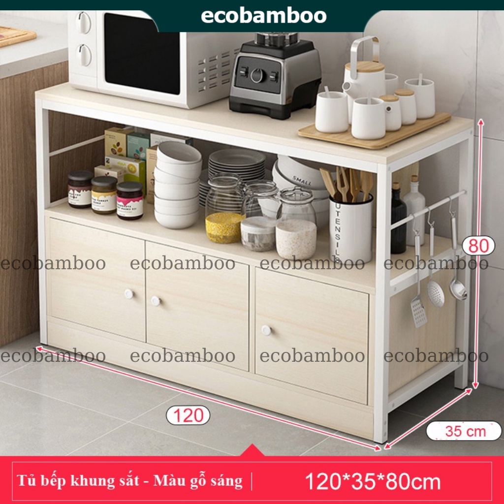Tủ bếp đa năng, kệ để lò vi sóng có tủ, giỏ đựng đồ nhiều kích thước để đồ chất liệu gỗ MDF dễ vệ sinh lau chùi