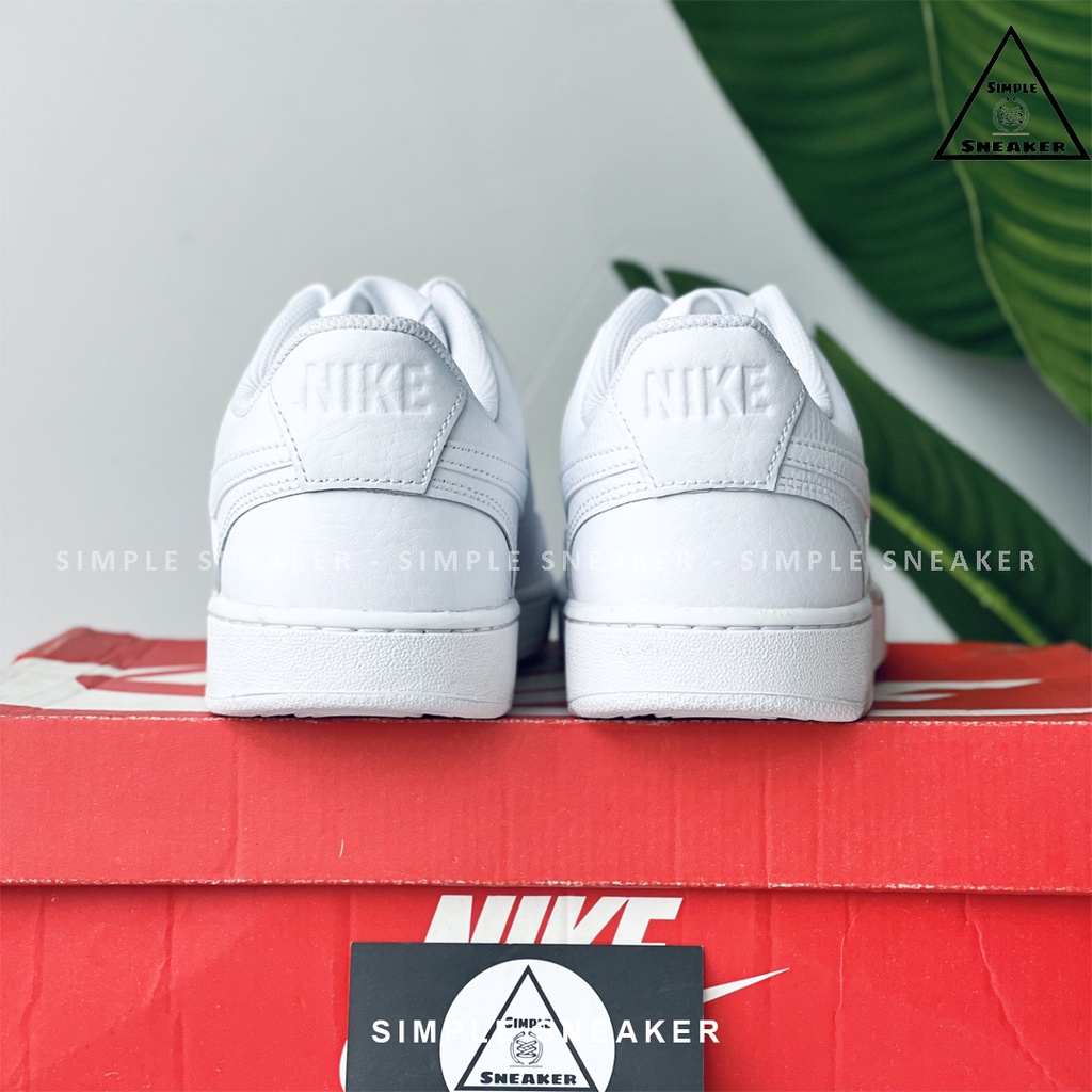 Giày Nữ Nike Court Vision Chính Hãng FREESHIP Nike Court Vision All White - Giày Sneaker Da Màu Trắng - Simple Sneaker