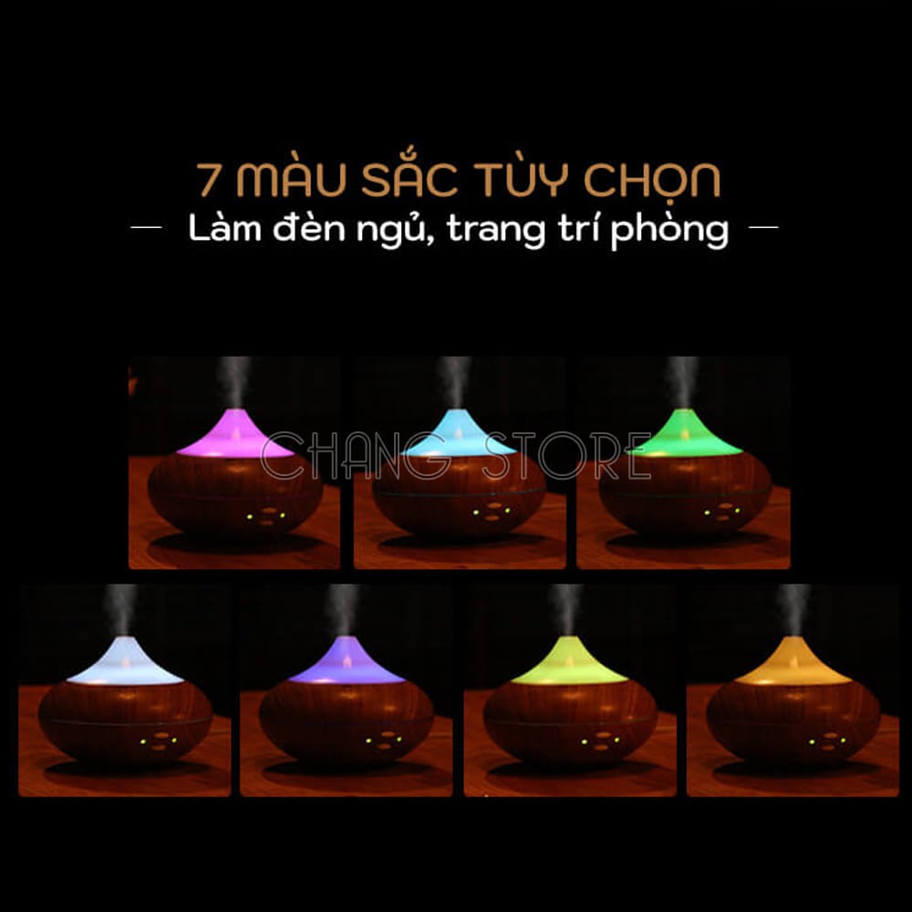 Máy phun sương tinh dầu tạo độ ẩm vân gỗ hình bí ngô, máy khuếch tán xông tinh dầu 500ml + Tặng kèm tinh dầu sả chanh