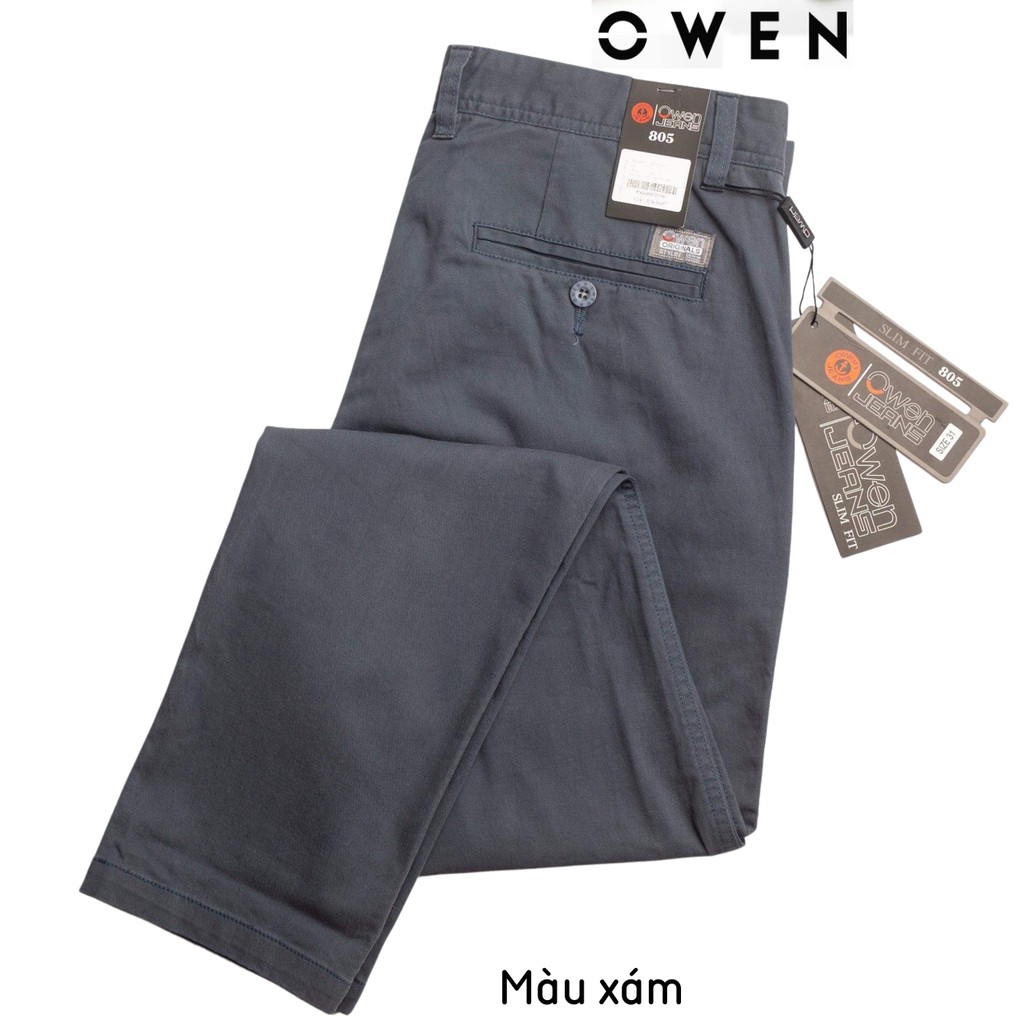 Quần kaki OWEN chuẩn hãng màu xám, chất vải cotton cao cấp, co giãn, dáng suông trẻ trung, năng động, lịch sự
