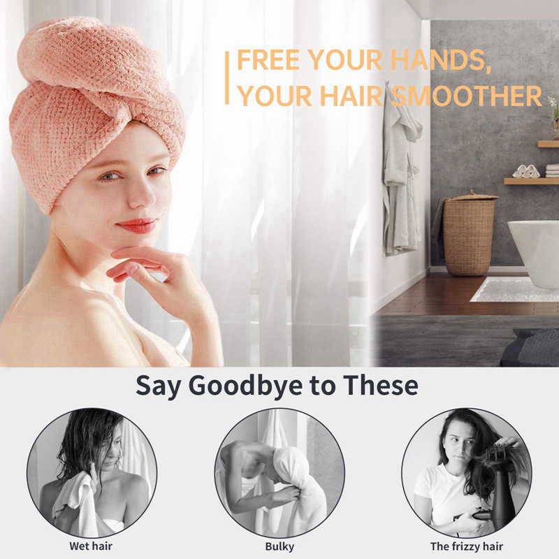 [Hàng mới về] Mũ trùm đầu làm khô tóc siêu thấm hút có nút cài tiện lợi