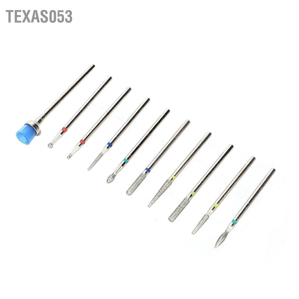 Hàng Sẵn Bộ 10 Đầu Khoan mài móng Hợp kim đánh bóng chuyên dụng Dụng cụ làm móng tay【Texas053】
