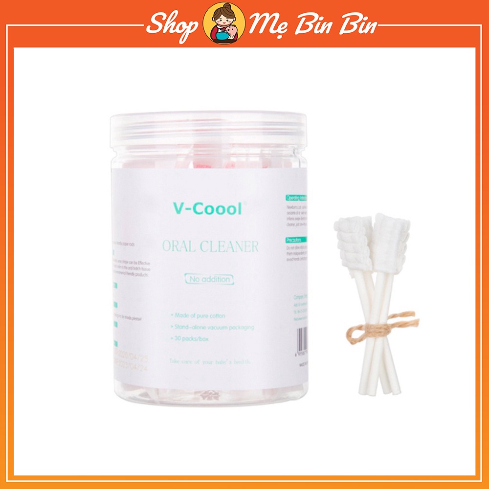 Hộp rơ lưỡi cho bé V-Coool, hộp 30 que (1 đầu rơ lưỡi)