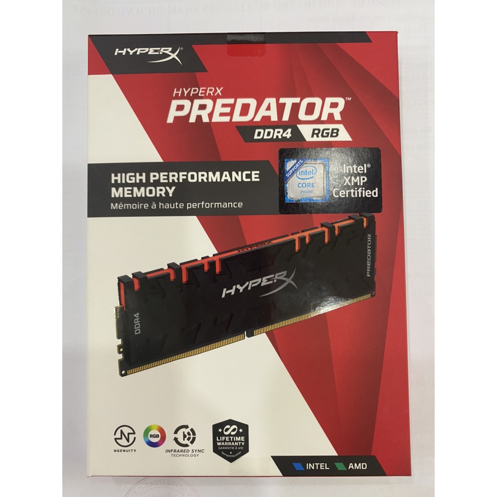 Ram PC Kingston HyperX Predator DDR4 RGB 8GB Bus 3200 Black CL16 XMP (1x8GB) HX432C16PB3A/8 - Hàng Chính Hãng NEW