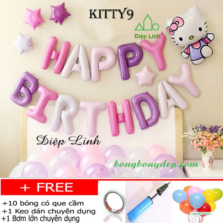 Sét bóng trang trí sinh nhật chủ đề Hello Kitty - Diệp Linh