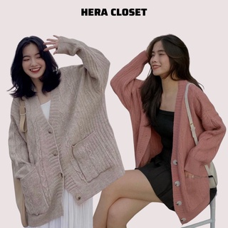 Áo khoác cardigan len vặn thừng dày dặn dáng rộng Quảng Châu