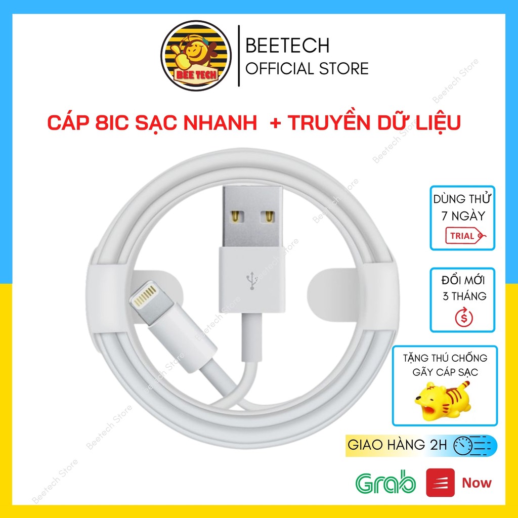 Cáp sạc lightning, dây sạc 8ic zin chính hãng, sợi to sạc nhanh và truyền dât cho ip - Beetech