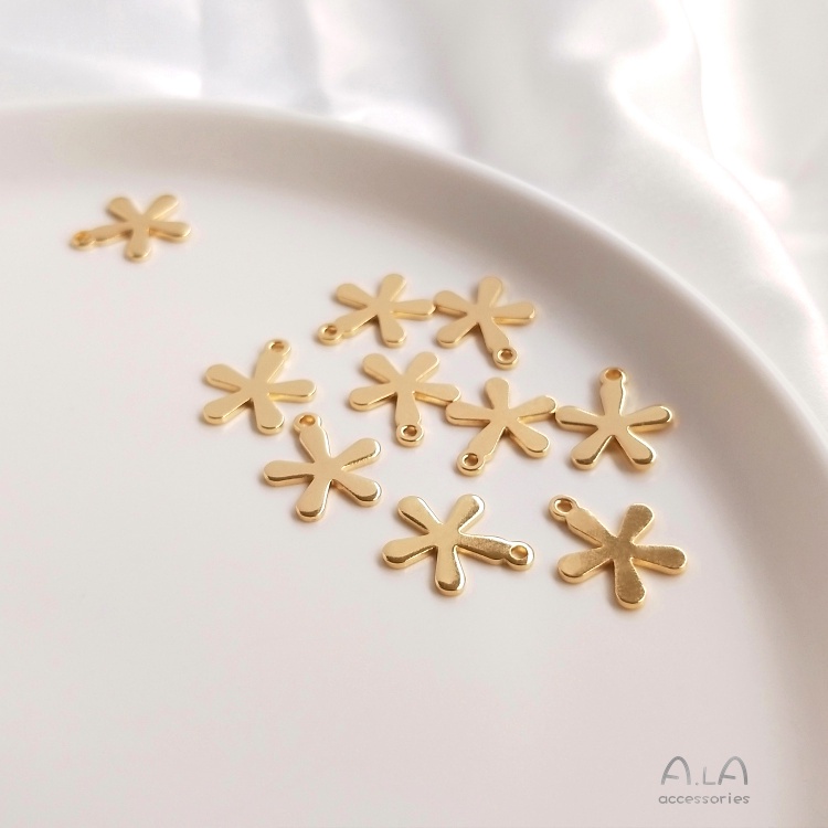 Một Cặp 14K Hoa Đồng Mạ Vàng Đồng Năm Đuôi Dùng Làm Mặt Trang Sức Thủ Công diy