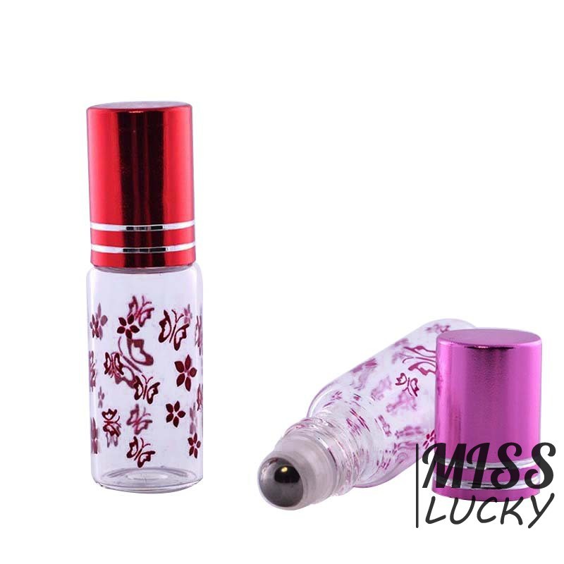 Chai đựng tinh dầu dung tích 5ml chất liệu thép không gỉ và thủy tinh họa tiết bướm xinh xắn