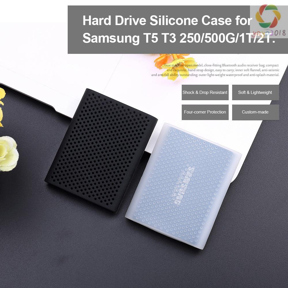 Vỏ Bảo Vệ Ổ Cứng Ssd Bằng Silicon Chống Trượt Chống Sốc Chống Trầy Xước Cho Samsung T5 T3 250 / 500g / 1t / 2t Đen