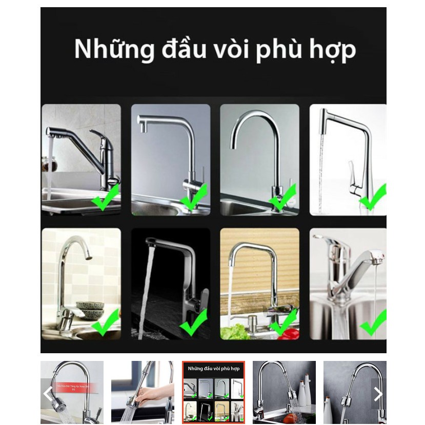 Đầu Vòi Nối Rửa Bát Tăng Áp Xoay 360 Độ - Vòi Nước Tăng Áp lực