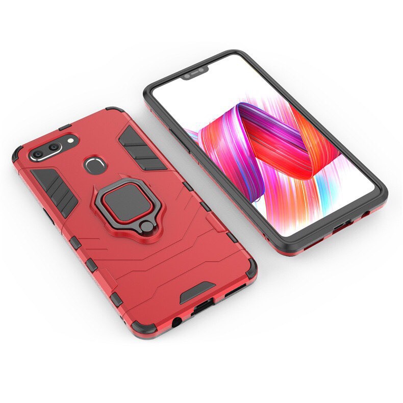 Ốp lưng Oppo F9 / A7 / A5s chống sốc Iron Man gắn giá đỡ iring hỗ trợ xem video, chống va đập mạnh bảo vệ điện thoại