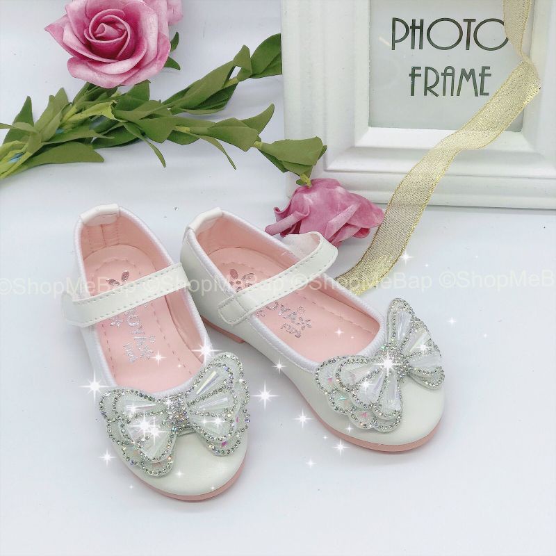 Giày búp bê da mềm nơ đá óng ánh đẹp suất sắc cho bé gái