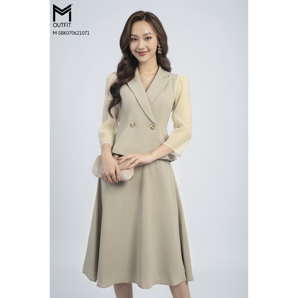 Set bộ Khoác tay voan kèm chân váy xòe MMOutfit M-SBK070621071