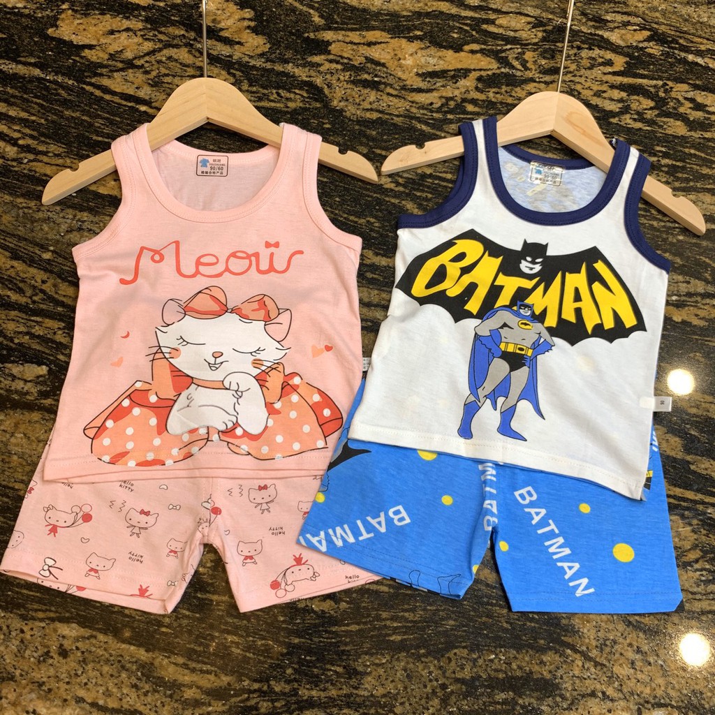 Bộ ba lỗ cotton cho bé xuất khẩu