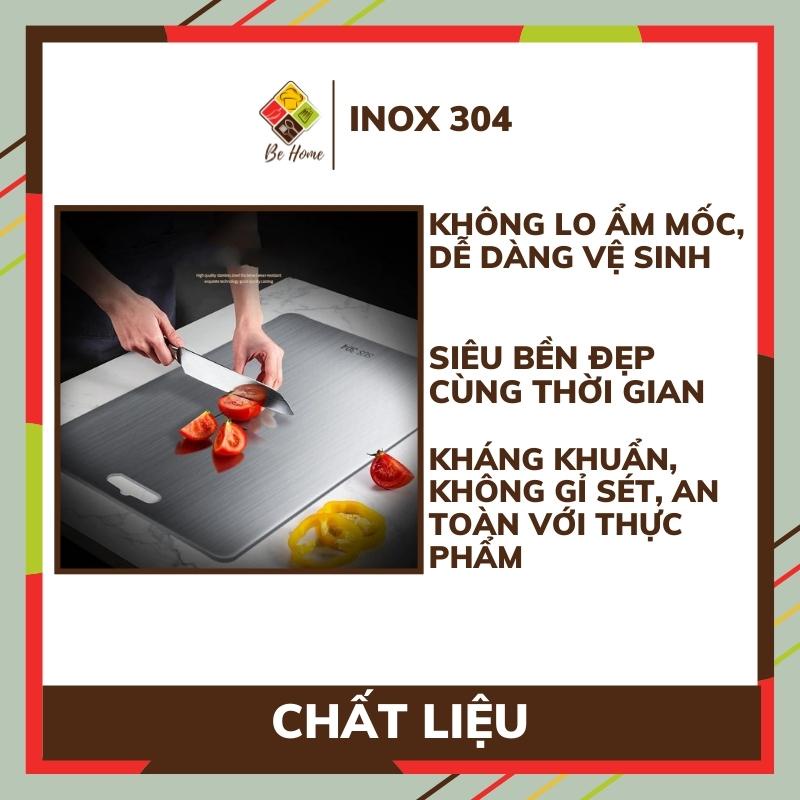 Thớt inox 304 BEHOME Thớt cao cấp Kháng Khuẩn Cường Lực- Vệ Sinh Dễ Dàng- Rã Đông Nhanh - Chống Ẩm Mốc