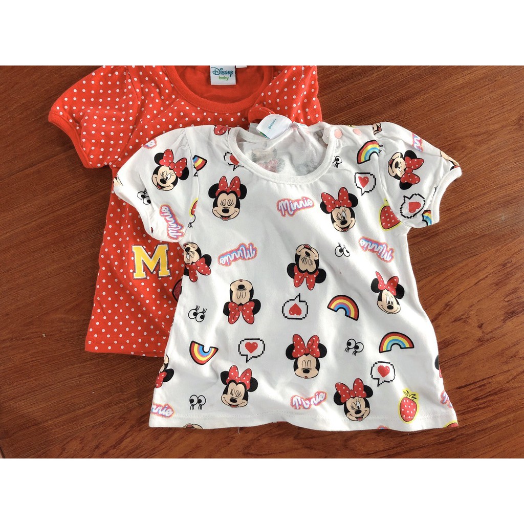 Áo thun bé gái 3-12 tháng hàng DISNEY xuất dư xịn, Áo cộc tay cho bé hình Mickey vải cotton co giãn thấm hút mồ hôi