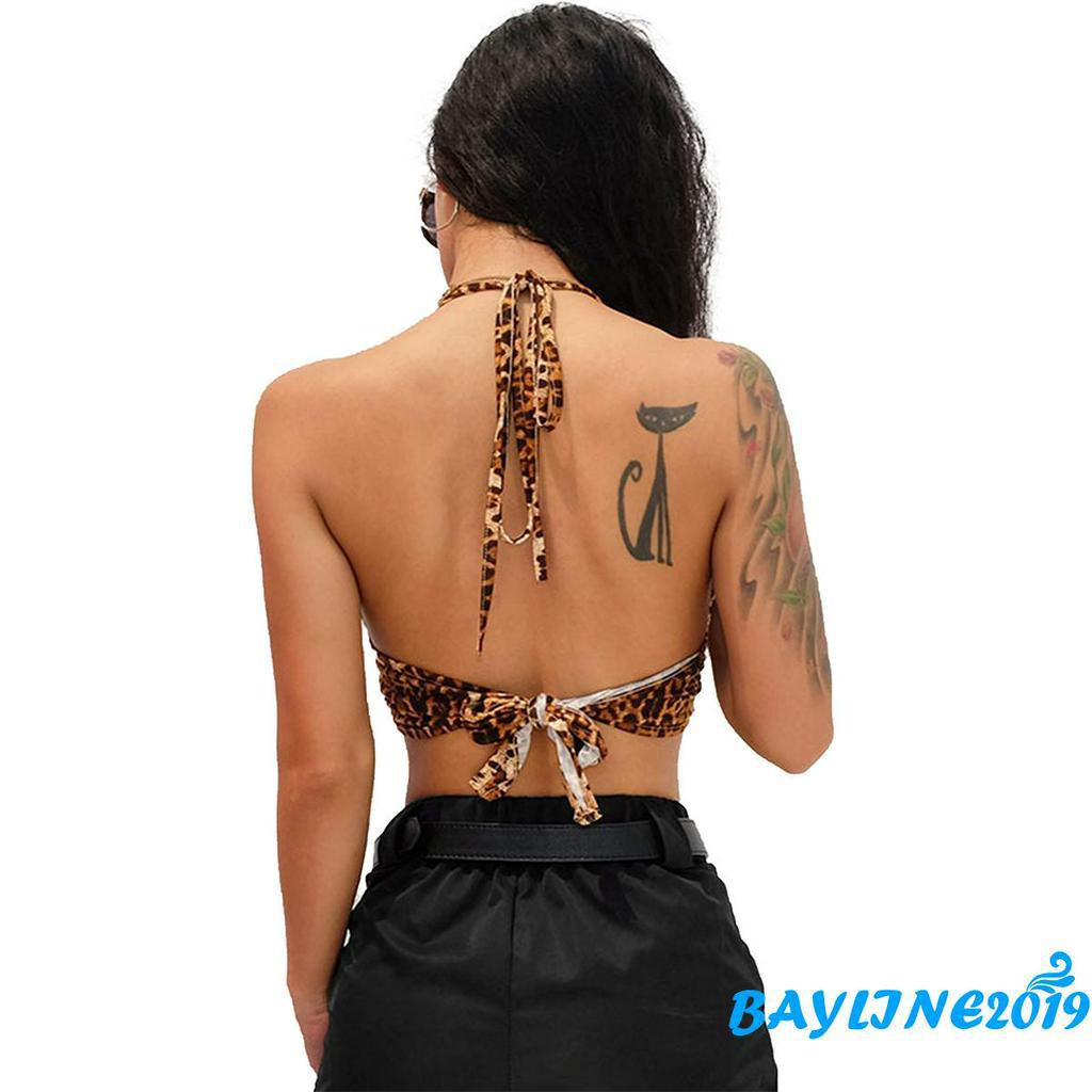 Áo lửng hai dây thiết kế họa tiết da báo gợi cảm cho nữ