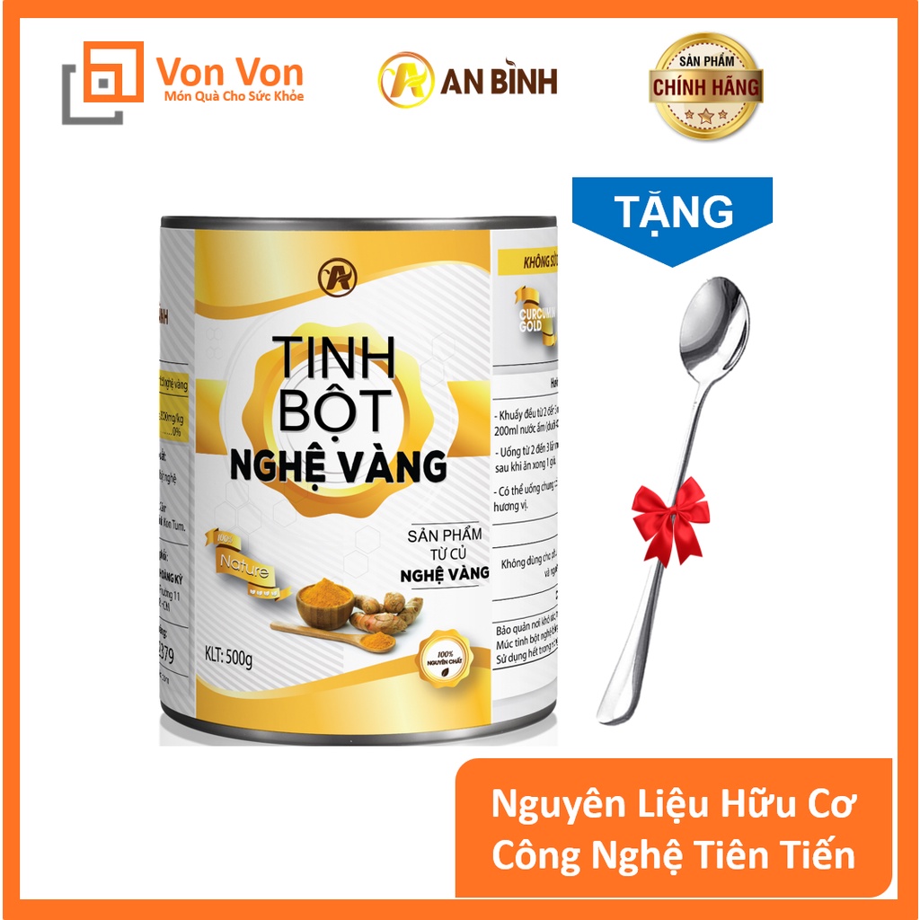 500gr Tinh Bột Nghệ Vàng An Bình (Có đầy đủ giấy tờ Kiểm Nghiệm ATTP và Chứng Nhận Của Viện)