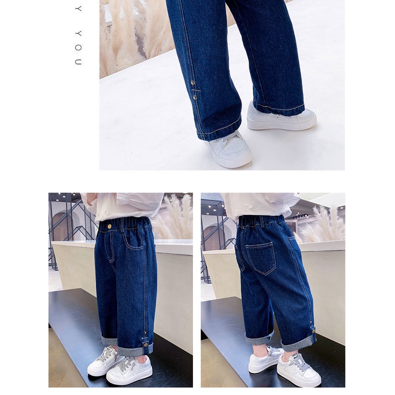 Quần jean dài IQ Angel ống đứng phong cách Hàn Quốc thời trang mùa xuân xinh xắn cho bé gái