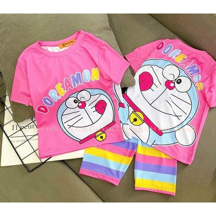 Bộ thun bé gái, bộ thun 3D co dãn 4c loại 1 in hình đáng yêu cho bé size 20-30kg