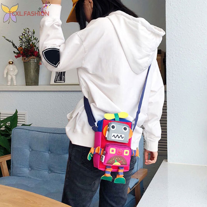 Túi Đeo Chéo Hình Robot Cho Bé Gái