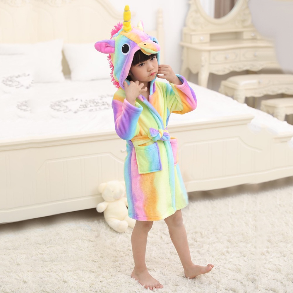 Áo Choàng Tắm Tay Dài Có Mũ Trùm Mềm Mại Dành Cho Bé