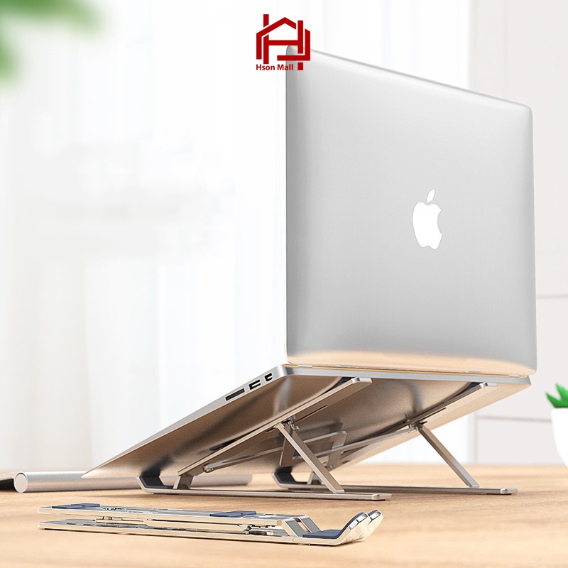 Giá đỡ laptop, kê macbook bằng NHÔM 2 CHỐT CAO CẤP gấp gọn, kệ đỡ máy tính HSON tản nhiệt, chịu lực siêu tốt