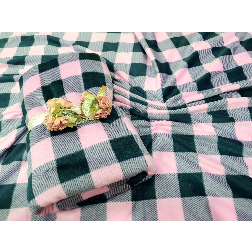 ❌||Mền nỉ||❌Thái cotton CARO HỒNG văn phòng đi học