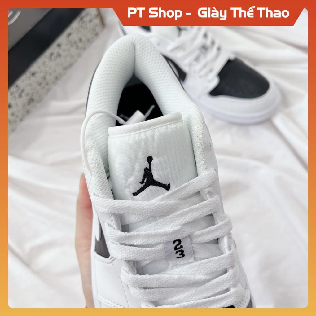 [FreeShip + Hàng Cao Cấp] Giày Thể Thao Nam Nữ JD Thấp 1 Low Panda Trắng Đen Logo Trắng