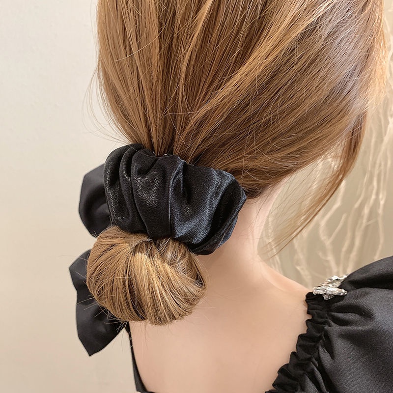 Dây buộc tóc satin bản lớn phong cách Hàn Quốc mùa hè