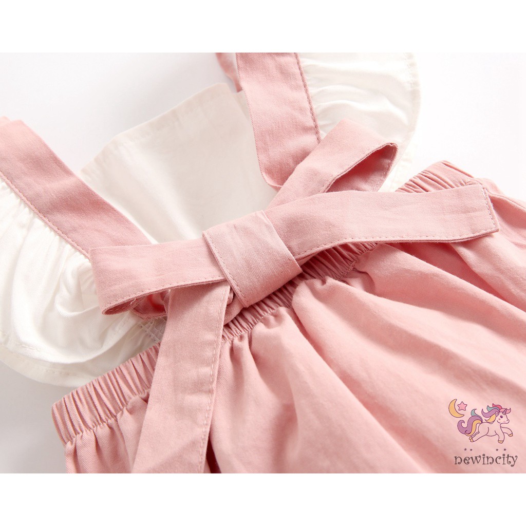 Áo Liền Quần Yếm Tay Loe Xinh Xắn Cho Bé Gái