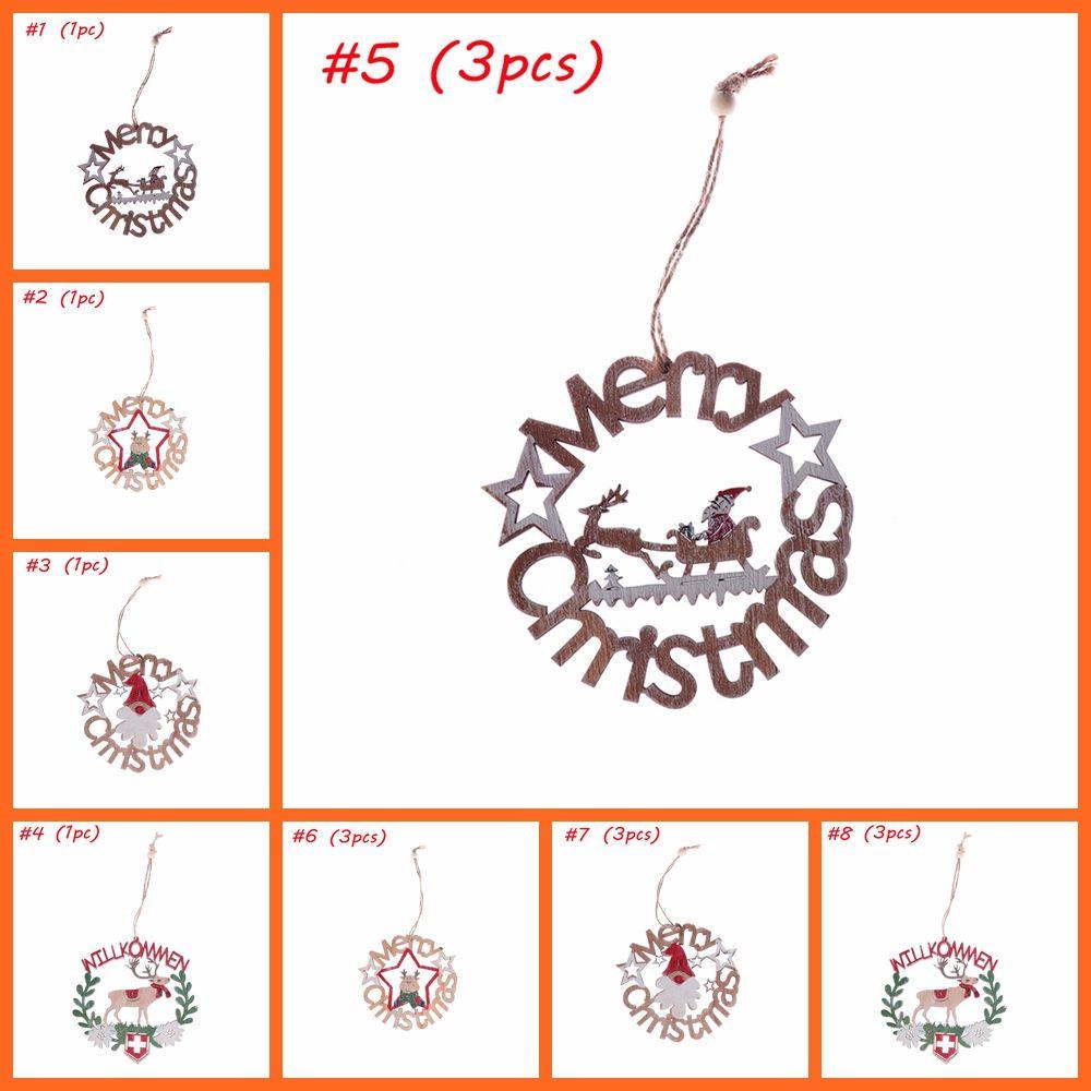 Set 1 / 3 Phụ Kiện Treo Trang Trí Cây Thông Noel Bằng Gỗ