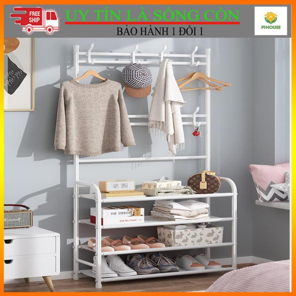 (Sỉ toàn quốc) Kệ treo đồ, kệ quần áo L mẫu mới PIHOUSE có ngăn phụ để giày dép lắp ghép tiện lợi làm gọn lối vào