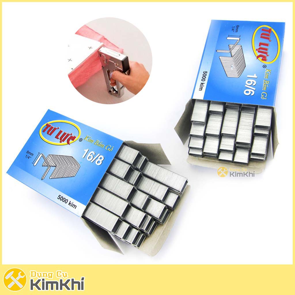 Bộ 2 hộp ghim bấm gỗ 16/6 và 16/8 với 5000 kim mỗi loại