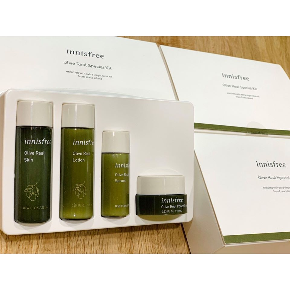 Bộ Dưỡng Da #Mini 4 món Dưỡng Ẩm Chuyên Sâu Innisfree 𝐎𝐥𝐢𝐯𝐞 𝐑𝐞𝐚𝐥 𝐒𝐩𝐞𝐜𝐢𝐚𝐥 𝐊𝐢𝐭