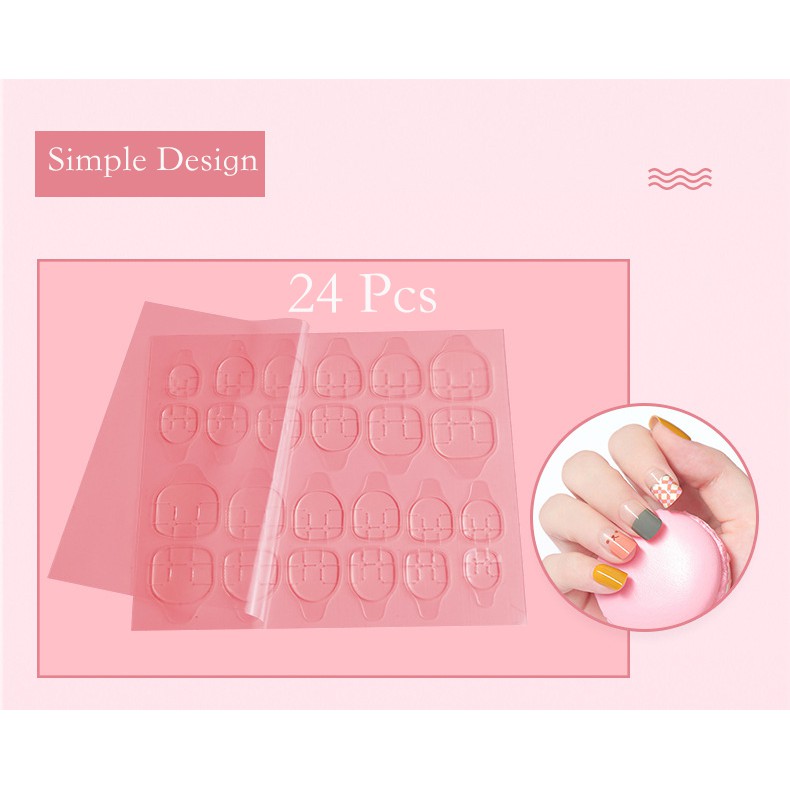 Set 24 miếng dán keo hai mặt trong suốt dùng để trang trí móng giả nghệ thuật