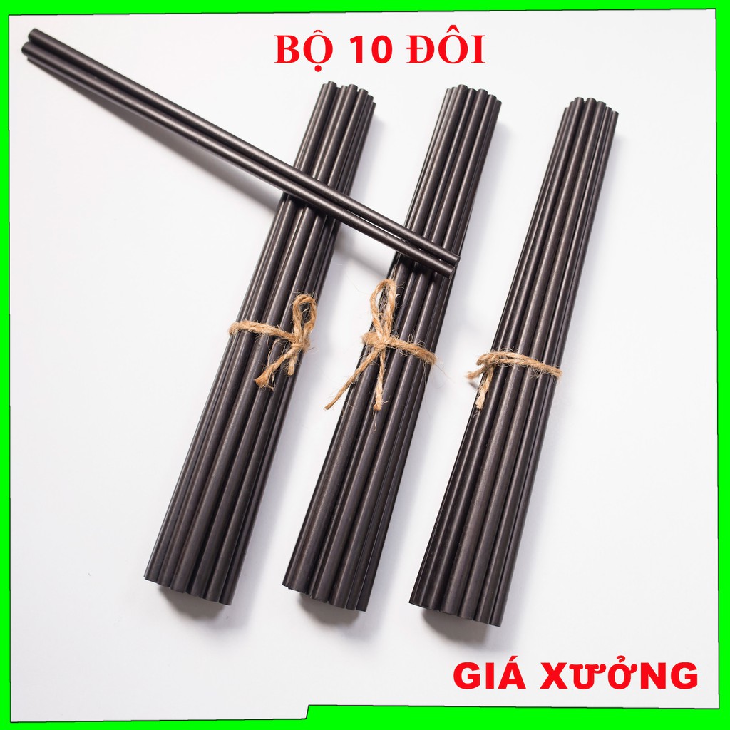 Bộ 10 đôi đũa gỗ Chịu Liu đẹp tự nhiên dùng trong bữa cơm gia đình