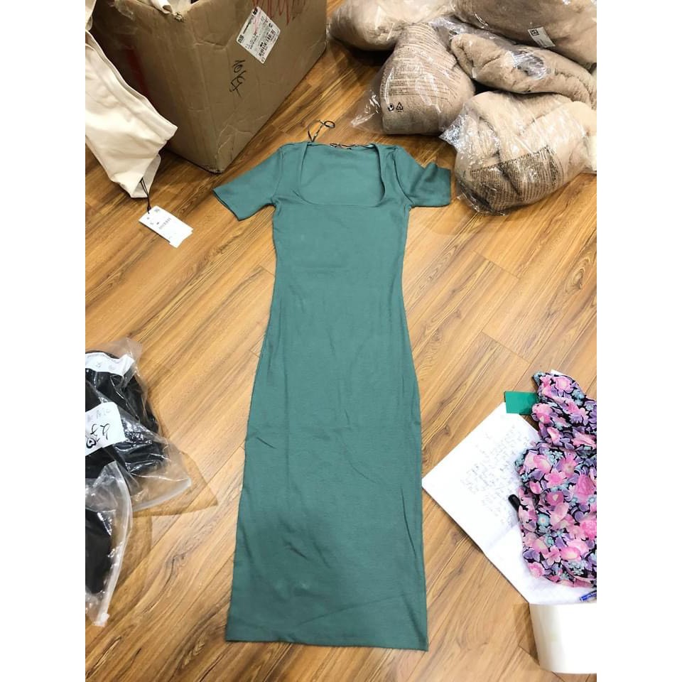 Váy cổ vuông ngắn tay 3 màu nữ - Đầm midi dáng dài body ôm bánh bèo tiểu thư SIÊU ĐẸP | BigBuy360 - bigbuy360.vn