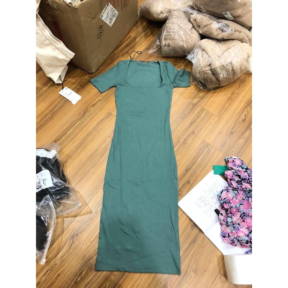 Váy cổ vuông ngắn tay 3 màu nữ - Đầm midi dáng dài body ôm bánh bèo tiểu thư SIÊU ĐẸP | BigBuy360 - bigbuy360.vn